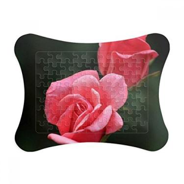 Imagem de Moldura de quebra-cabeça de flores rosas vermelhas rosa enfeite de quebra-cabeça