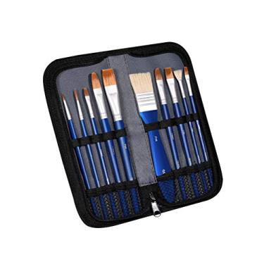 Imagem de newrong 10 peças com tinta para bolsa de transporte para iniciantes, conjunto de pincéis multiuso perfeito guache azul