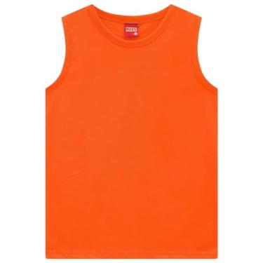 Imagem de Camiseta Regata Infantil KYLY Menino Básica Blusa Tam 4 a 8 Cor:Laranja;Tamanho:6