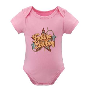 Imagem de SHUYINICE Macacão infantil engraçado para meninos e meninas macacão de uma peça premium para recém-nascidos body futuro cowboy bebê macacão, rosa, 6-9 Months