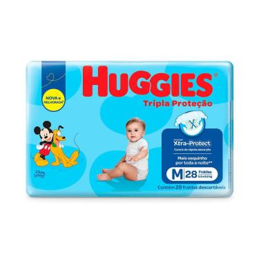 Imagem de Fralda Huggies Tripla Proteção Tamanho M Pacote Jumbo 28 Unidades Descartáveis