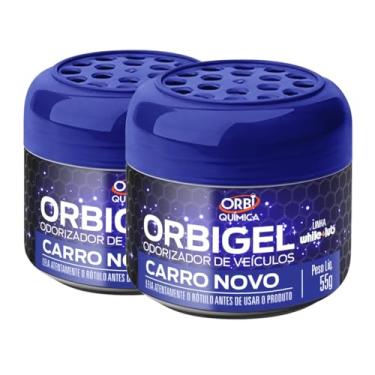 Imagem de Kit com 2 Odorizadores Cheirinho Automotivo Em Gel Fragrância Carro Novo 55g Orbi Química