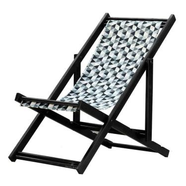 Imagem de Espreguiçadeira Preguiçosa Dobrável sem Braço Black Tecido Triang Preto Triângulo Preto