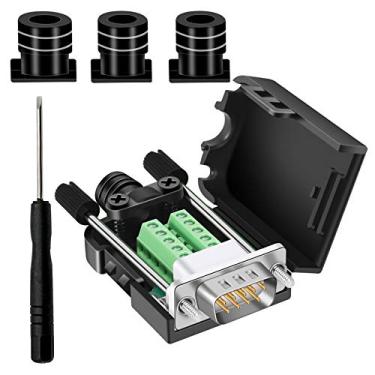 Imagem de BIFALE Conector de fuga DB9 (macho), conector sem solda DB9 RS232 D-SUB adaptadores seriais 16 mm mais fino placa de breakout de 9 pinos com caixa de parafusos longos tubo de cauda