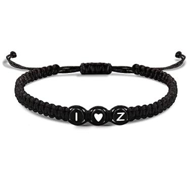 Imagem de Pulseiras iniciais para mulheres pulseiras masculinas presentes para namorada namorado letras pulseiras eu te amo presentes para ela melhor amigo presente de aniversário jóias de natal, Metal, Sem pedras preciosas