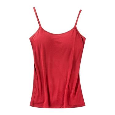 Imagem de Sutiã embutido para mulheres 2024 verão alças finas ajustável camiseta colete treino acolchoado básico, Rd1, G