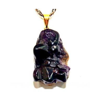 Imagem de Colar Drusa Ametista Pedra Polida Pino Dourado