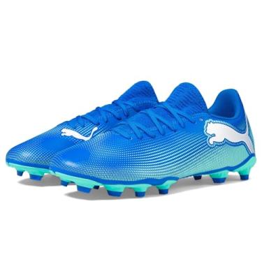 Imagem de PUMA Tênis masculino Future 7 Play Firm, chuteiras artificiais de futebol, Hyperlink Blue-mint-puma branco, 43