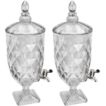 Imagem de Kit 2 Suqueiras de Cristal com Pé 5L Diamond Lyor Torneira Dispenser Bebidas Incolor