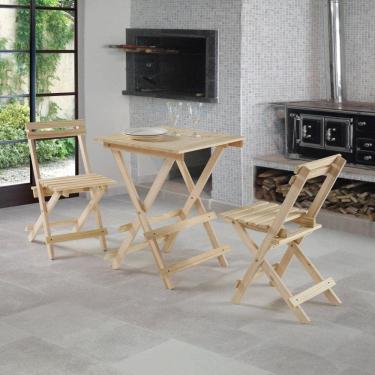 Imagem de Conjunto Mesa e 2 Cadeiras Dobráveis 60cmx60cm Quick Brasil Bege
