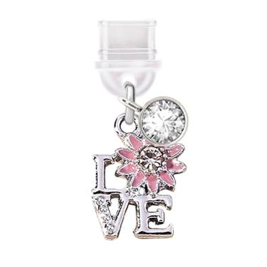 Imagem de ELISE & FONDA Porta de carregamento USB tipo C TP332 plugue antipoeira Tiny Love com pingente de celular Daisy para telefones Samsung/Huawei/OnePlus/Xiaomi/oppo Android (rosa), approx.1.1 cm (L) x 0.3