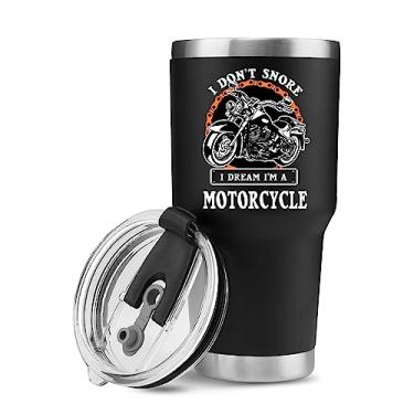 Imagem de Panvola Caneca de viagem I Don't Rone, I Dream I'm A Motorcycle de aço inoxidável com ronco, presente para motociclista, motociclista, ciclista, para pai, marido, namorado, tio, (890 ml)