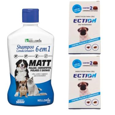 Imagem de Anti Pulgas E Carrapatos Para Cães 5 A 10kg 4 Comprimidos Mastigáveis + Shampoo Matt 500ml