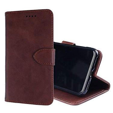 Imagem de NEKOYA Capa de telefone para Samsung Galaxy J8 (2018), capa carteira de couro com compartimento para cartão, suporte e fecho magnético, capa de couro para Samsung Galaxy J8 (2018) marrom