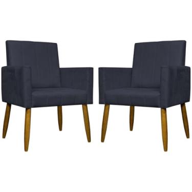 Imagem de Kit 2 Poltronas Para Sala Decorativas Mari Cadeiras Reforçadas Para Recepção Manicure Sala De Espera Consultório Escritório Confortável Pés Palito Suede Preto - Clique e Decore