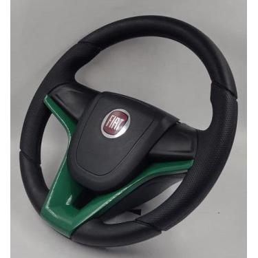 Imagem de Volante Verde Para Fiat Palio 97 98 99 2000 Esportivo Com Cubo