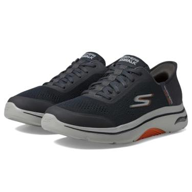 Imagem de Skechers Tênis masculino Hands Free Slip-ins Go Walk Arch Fit 2.0-Simplicity 2, Carvão/Laranja, 8.5 X-Wide