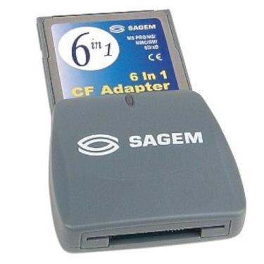 Imagem de Adaptador de cartão Sagem CompactFlash para MS Pro/MS/MMC/SM/SD/xD – Transforme o seu slot de cartão CF tipo I em um leitor de cartão 6 em 1.