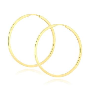 Imagem de Brinco de ouro 18k Argola Media 3,5 Cm - Elegancy Joias
