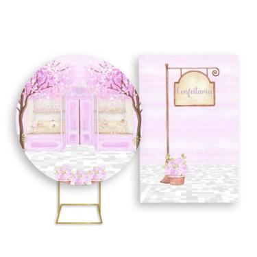 Imagem de Painel De Festa Redondo 1,50x1,50 + Painel Vertical 1,50x2,20 - Confei