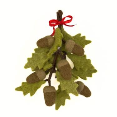 Imagem de Humble Hilo Guirlandas de flores de feltro feitas à mão, guirlanda de Natal, guirlanda de porta de outono (bolota de outono)