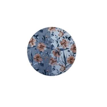 Imagem de Sousplat com Base em Madeira 35 Cm Floral BrancoAzul - W Importdos