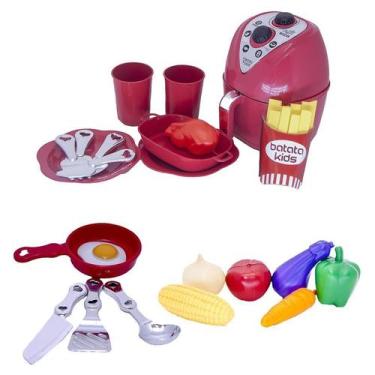 Imagem de Cozinha Menino Brinquedo Talher Air Fryer Chefe Legumes 23Pç - Altimar