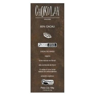 Imagem de Chocolate 85% Cacau Açúcar Demerara Orgânico Chokolah 68G