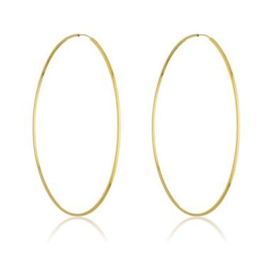 Imagem de Par De Brincos Argola Redonda Grande 51mm Ouro 18k 750 - Thile Jóias
