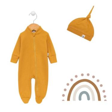 Imagem de Kit Recém Nascido Com Macacão e Touquinha Amarelo Mostarda - Means Lov