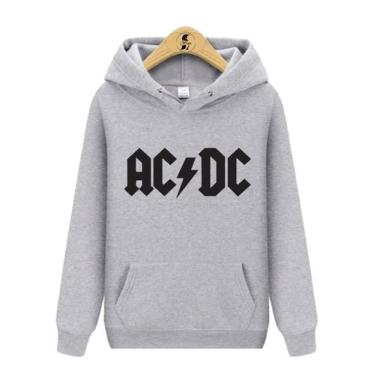 Imagem de Blusa de Moletom Canguru AC DC Banda Rock - Wess Store, Cinza, M
