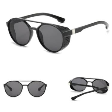 Imagem de Óculos De Sol Alok Masculino Steampunk Redondo Aviador Vintage Com Proteção Lateral + Proteção UV