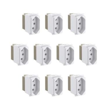 Imagem de Kit 10 Mód Tomada 2P+T 20A Branco Borne Parafuso Zeffia Pial - Pial Le