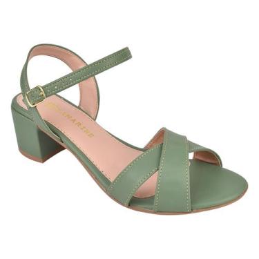 Imagem de Sandália Feminina Moderna Estilosa Salto Baixo Grosso Bloco Saltinho C