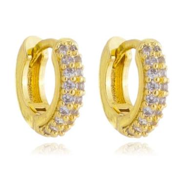Imagem de Brinco Banhado a Ouro 18k Pedras Zircônia Redondo Elegante - Enzara Jó