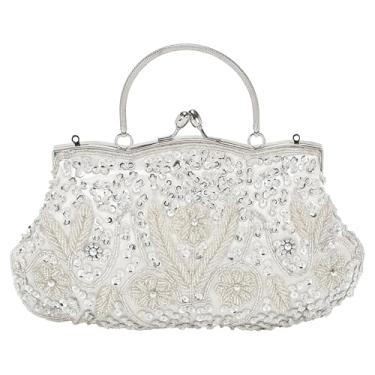 Imagem de DTGN Bolsa clutch à noite, bolsa de mão, bolsa transversal, carteira para mulheres, formal, casamento, clube, festa, Prata, L (US 12)
