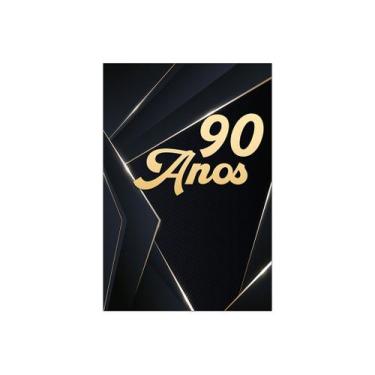 Imagem de Painel De Festa Vertical 1,50 x 2,20 - Masculino Preto e Dourado 90 An
