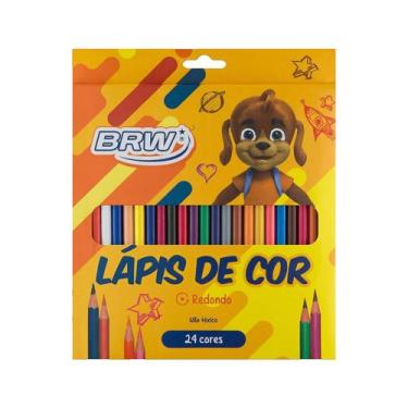 Imagem de Lápis de Cor BRW Resinado Redondo 24 Cores Para Criar Obras Artes