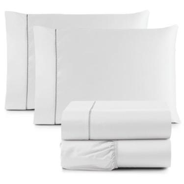 Imagem de Jogo De Cama Queen 4 Peças 100% Algodão 600 Fios Egipcios BRANCO - SHE