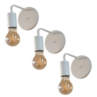Imagem de Kit 3 Arandelas Parede Industrial Luxo Slim Garagem Branco - Poli Luz