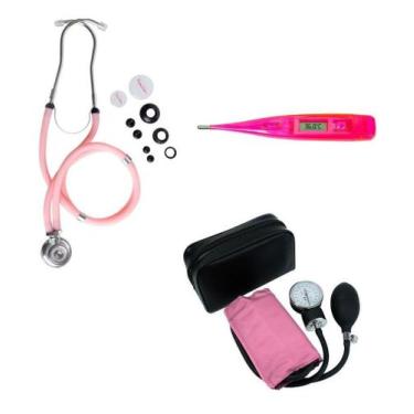 Imagem de Kit Academico Esfigmomanometro + Estetoscopio + Termometro - Premium, 
