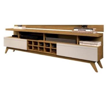 Imagem de Rack vivare 1.8 wood adega cumaru/off white - Village Móveis