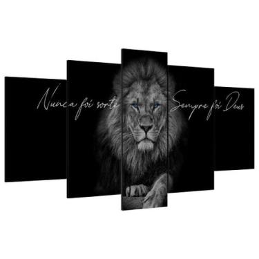 Imagem de lConjunto Quadro Decorativo Mosaico Com Foto Personalizado  Leão de Ju