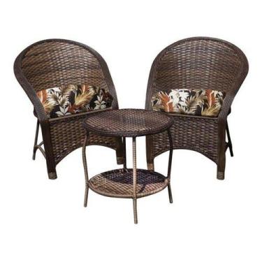 Imagem de Conjunto de Poltronas Fibra Sintética Miami - 2 Poltronas + 1 Mesa Cen