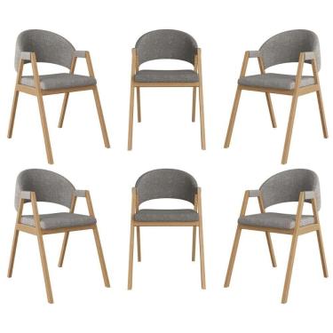 Imagem de Kit 6 Cadeiras Suellen Luxo Reforçada Mesa De Jantar Linho Grafite