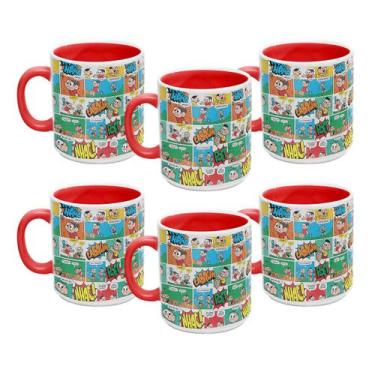 Imagem de Kit 6 Caneca 300ml Turma da Mônica Quadrinhos Colorida - Kathavento