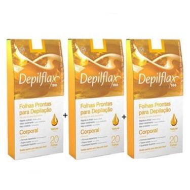 Imagem de 3 Caixas C/20 Folhas de Cera Depilatória Corporal Natural - Depilflax