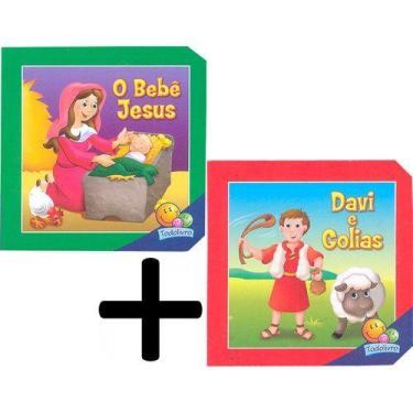 Imagem de Kit c/2 mini livros cartonados aventuras biblicas davi e golias e o be