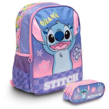 Imagem de Kit Mochila Escolar Infantil Stitch Reforçada Volta As Aulas - Plike