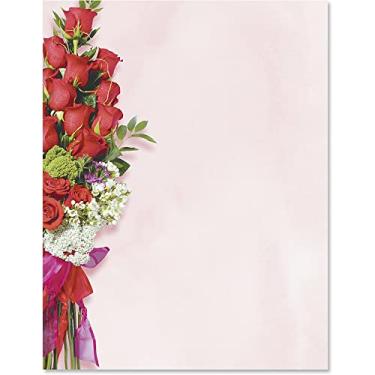 Imagem de Paperdirect Papel de papelaria com tema de buquê de dia dos namorados, papel de borda, papel timbrado 21 x 28, 25 folhas, papel de escrita premium elegante, papel decorativo para impressora